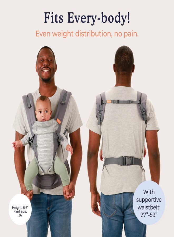 بيكو حاملة الأطفال بيكو جيميني من حديثي الولادة إلى الأطفال الصغار - حاملة أطفال معتمدة ومريحة للأطفال الرضع والأطفال بوزن 7-35 رطلاً - شكل حرف M، مقعد قابل للتعديل، شبكة ثلاثية الأبعاد قابلة للتهوية (رمادي داكن بارد) - Image 5